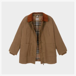 Burberry-Girls Chestnut Waxed Swing Jacket | Childrensalon Outlet