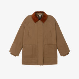 Burberry-Girls Chestnut Waxed Swing Jacket | Childrensalon Outlet