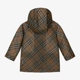 Burberry-Girls Classic Beige Plaid Raincoat | Childrensalon Outlet