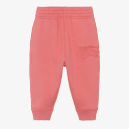 Burberry-Girls Coral Cotton Joggers | Childrensalon Outlet