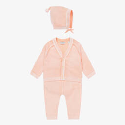 Burberry-Girls Coral Cotton Knit Set | Childrensalon Outlet