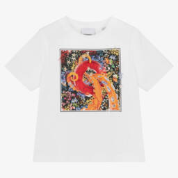 Burberry-Girls Coral Graphic Cotton Tee | Childrensalon Outlet