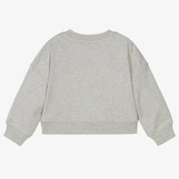 Burberry-سويت شيرت قطني رمادي للبنات بأسلوب جامعي | Childrensalon Outlet