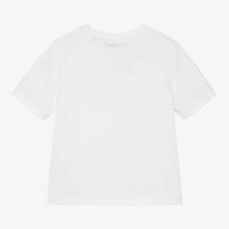 Burberry-تيشيرت قطن جيرسي لون أبيض للبنات | Childrensalon Outlet