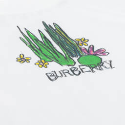 Burberry-تيشيرت قطن جيرسي لون أبيض للبنات | Childrensalon Outlet