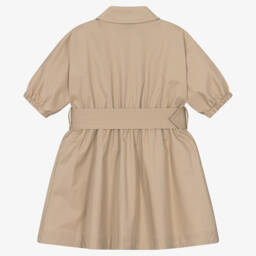 Burberry-Girls Cotton-Twill Beige Dress | Childrensalon Outlet