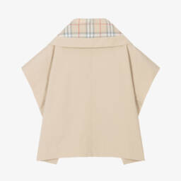 Burberry-Girls Cozy Cotton Beige Cape | Childrensalon Outlet