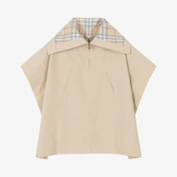 Burberry-Girls Cozy Cotton Beige Cape | Childrensalon Outlet