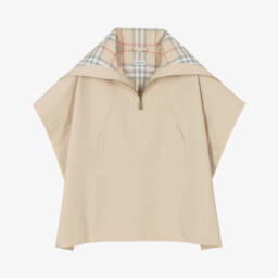 Burberry-Girls Cozy Cotton Beige Cape | Childrensalon Outlet