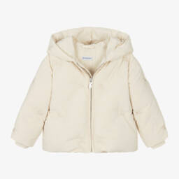 Burberry-Кремовая пуховая куртка с капюшоном для девочек | Childrensalon Outlet