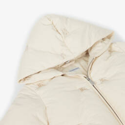 Burberry-Кремовая пуховая куртка с капюшоном для девочек | Childrensalon Outlet