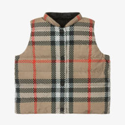Burberry-Girls Elegant Beige Reversible Vest | Childrensalon Outlet