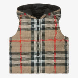 Burberry-Girls Elegant Beige Reversible Vest | Childrensalon Outlet