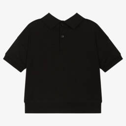 Burberry-بولو أنيق باللون الأسود للبنات مع تصميم أوراق | Childrensalon Outlet
