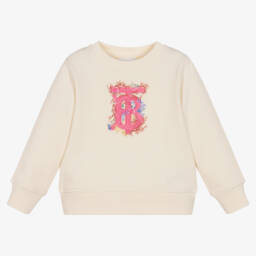 Burberry-Girls Elegant Cream Logo Sweater | Childrensalon Outlet