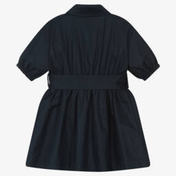 Burberry-Girls Elegant Navy Poplin Dress | Childrensalon Outlet