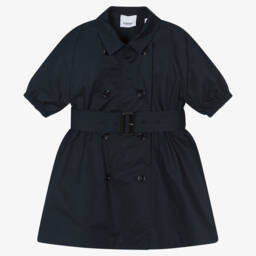 Burberry-Girls Elegant Navy Poplin Dress | Childrensalon Outlet