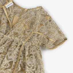 Burberry-فستان احتفالي ذهبي لامع للبنات | Childrensalon Outlet