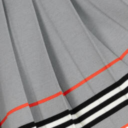 Burberry-Girls Grey Wool Pleated Stripe Skirt | Childrensalon Outlet