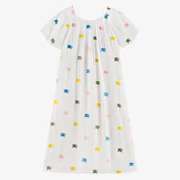 Burberry-Girls Ivory Embroidered Logo Dress | Childrensalon Outlet
