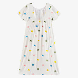 Burberry-Girls Ivory Embroidered Logo Dress | Childrensalon Outlet