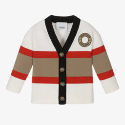 Burberry-Girls Ivory Merino Wool Cardigan | Childrensalon Outlet