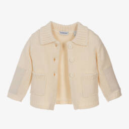 Burberry-Girls Ivory Wool Knit Cardigan | Childrensalon Outlet