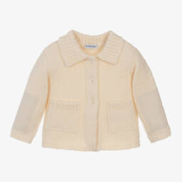 Burberry-Girls Ivory Wool Knit Cardigan | Childrensalon Outlet