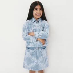 Burberry-Girls Leaf Emblem Denim Skirt | Childrensalon Outlet