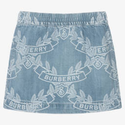Burberry-Girls Leaf Emblem Denim Skirt | Childrensalon Outlet