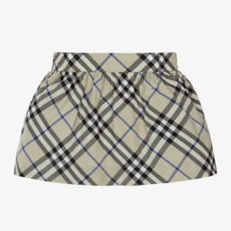 Burberry-Girls Light Grey Check Skirt | Childrensalon Outlet