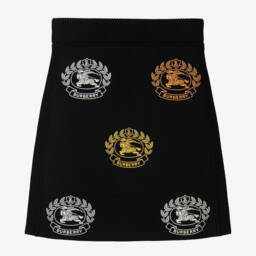 Burberry-Girls Luxurious Black Wool Skirt | Childrensalon Outlet