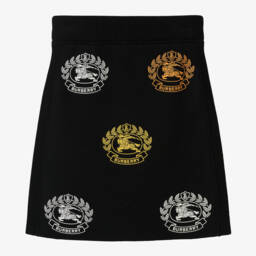Burberry-Girls Luxurious Black Wool Skirt | Childrensalon Outlet