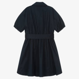 Burberry-Girls Navy Trench-Inspired Cotton Dress | Childrensalon Outlet