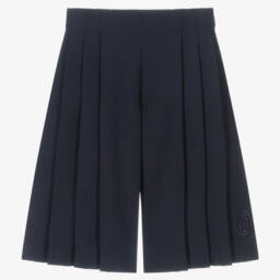 Burberry-Girls Navy Wool Pleated Trousers | Childrensalon Outlet