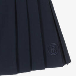 Burberry-Girls Navy Wool Pleated Trousers | Childrensalon Outlet
