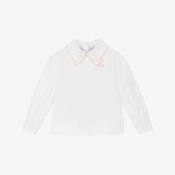 Burberry-Girls Organic Cotton White Blouse | Childrensalon Outlet