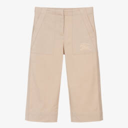 Burberry-Бежевые широкие брюки из хлопка для девочек | Childrensalon Outlet