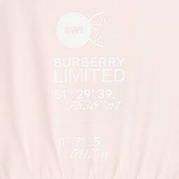 Burberry-Girls Pink Cotton Logo Dress | Childrensalon Outlet