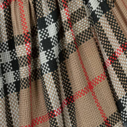 Burberry-Шелковое клетчатое бежевое платье для девочек | Childrensalon Outlet
