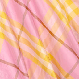 Burberry-فستان حرير كاروهات لون زهري و أصفر | Childrensalon Outlet