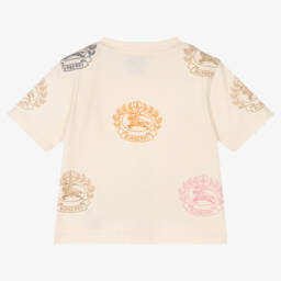 Burberry-Мягкая кремовая футболка с логотипом для девочек | Childrensalon Outlet