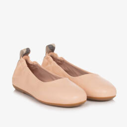Burberry-Girls Soft Pink Leather Flats | Childrensalon Outlet
