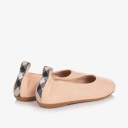 Burberry-Girls Soft Pink Leather Flats | Childrensalon Outlet