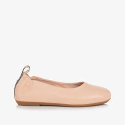 Burberry-Girls Soft Pink Leather Flats | Childrensalon Outlet