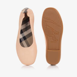Burberry-Girls Soft Pink Leather Flats | Childrensalon Outlet