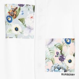 Burberry-Белый хлопковый ромпер для малышек | Childrensalon Outlet