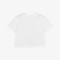 Burberry-Girls White Cotton Logo Top | Childrensalon Outlet