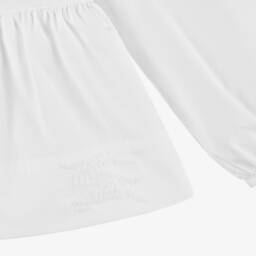 Burberry-Girls White Cotton Peplum Shirt | Childrensalon Outlet