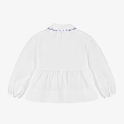 Burberry-Girls White Cotton Peplum Shirt | Childrensalon Outlet